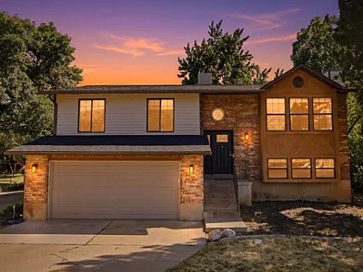 Split-level family home at twilight in Southern Utah